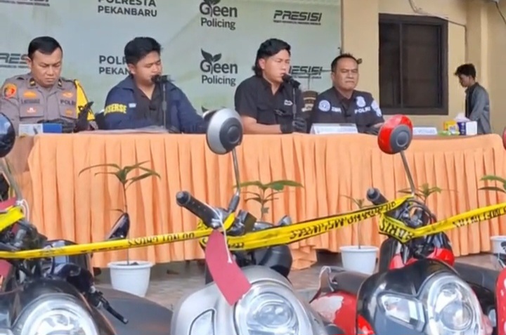 Polresta Pekanbaru Bongkar Dua Komplotan Curanmor, 11 Pelaku Ditangkap dan 22 Motor Curian Disita