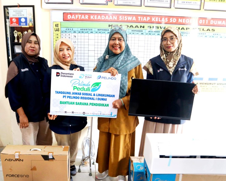 Pelindo Regional 1 Dumai Salurkan Bantuan Sarana Pendidikan kepada SD Negeri 11 Dumai Kota