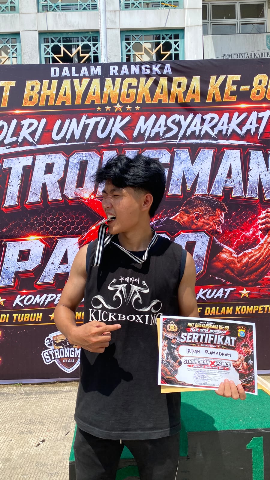 KNPI Inhil Apresiasi Prestasi Anggota, Irpan Ramadhan Raih Juara Kontes Strongman HUT Bhayangkara ke-80