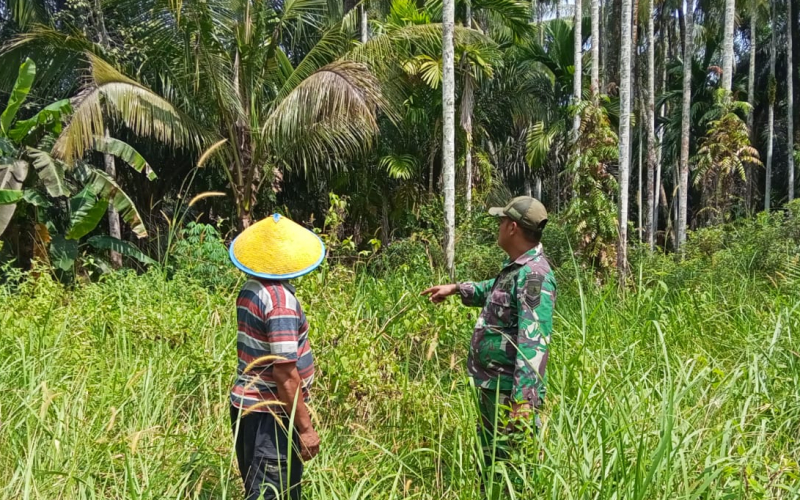 Babinsa Sungai Sembilan Ajak Warga Tidak Membakar Lahan Lewat Patroli Karhutla