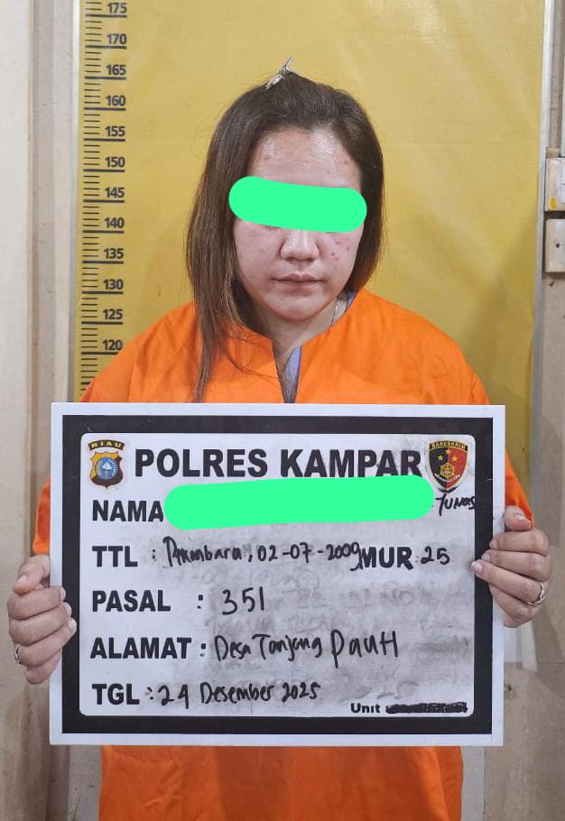 Polres Kampar Amankan Pelaku Penganiayaan Istri Sah, Korban Alami Luka Robek di Kepala