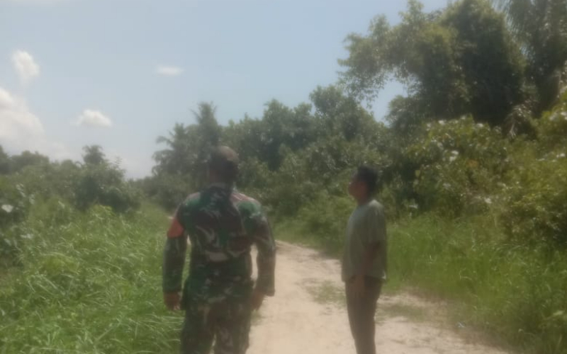Patroli, Babinsa Koramil 03 Telusuri Lahan di Sekitar Permukiman