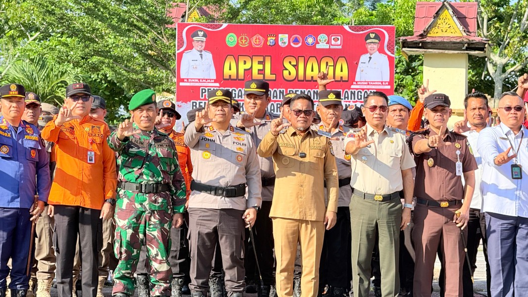 Pimpin Apel Siaga Karhutla Tahun 2026, Bupati Zukri apresiasi kesiapsiagaan seluruh pihak dalam menghadapi potensi Karhutla