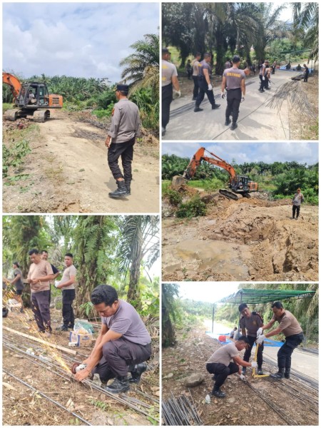 Hari Kedua, Jembatan Presisi Polri Kampung Melati Terus Dikebut