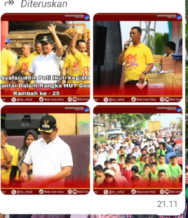 Hadiri Perayaan HUT ke-25 Desa Rambah, Wabup Syafaruddin Poti Apresiasi Budaya Gotong Royong Masyarakat