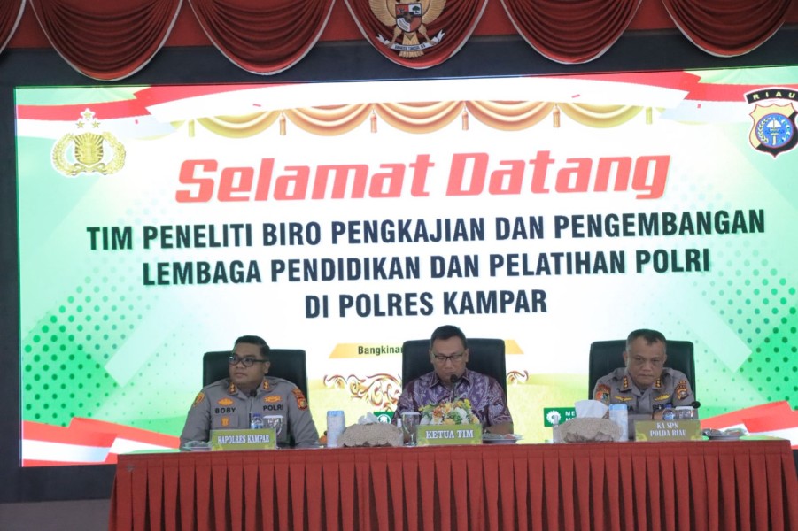 Polres Kampar Jadi 'Laboratorium' Evaluasi Mutu Pendidikan Polri, Kapolres: 'Hasil Penelitian Penting untuk Tingkatkan Kualitas SDM!'