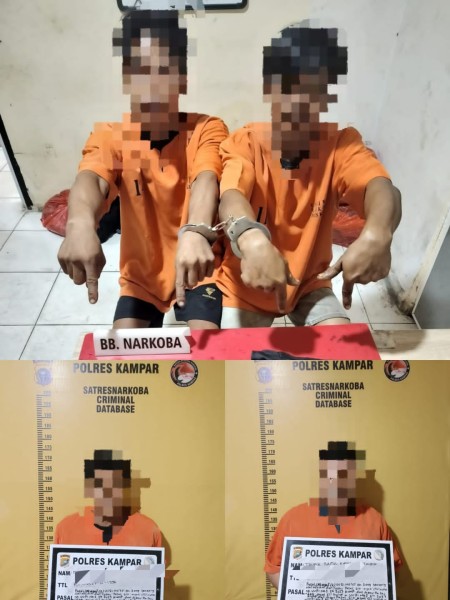 Satresnarkoba Polres Kampar Tangkap Empat Pelaku Narkoba di Kecamatan Tambang