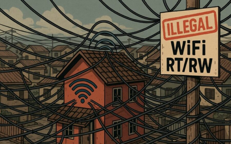 Maraknya WiFi Ilegal di Kempas, Diduga Menumpang Tiang PLN Tanpa Izin dan Minim Pengawasan