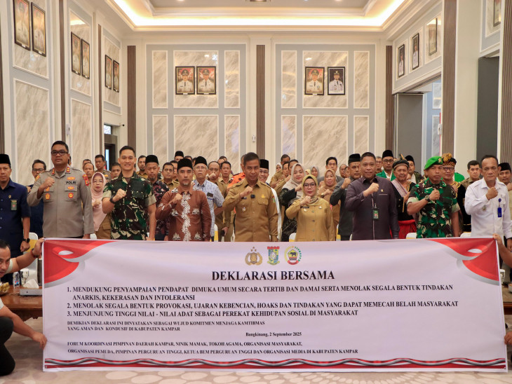 Bupati Kampar, Forkopimda dan Ormas Gelar Deklarasi Damai dan Tertib