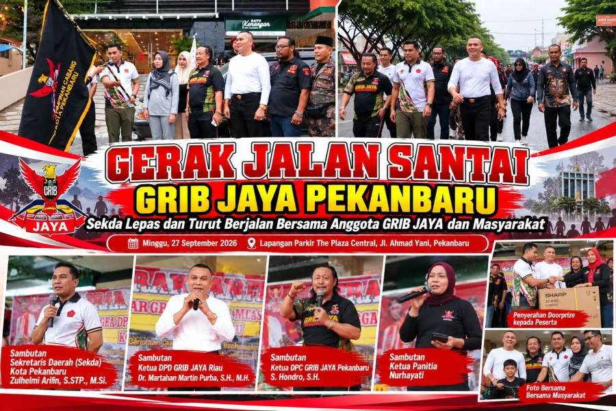 Sekdako Pekanbaru Lepas Gerak Jalan Santai GRIB Jaya Pekanbaru, Bukan Sekedar Olahraga, Bangun Persatuan dan Dukung Program Pemerintah