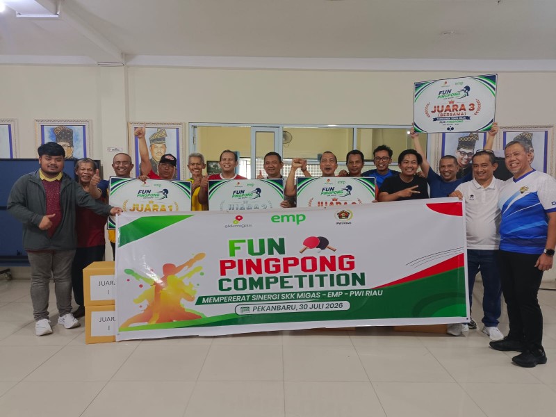 Laga Persahabatan Tenis Meja PWI Riau, SKK Migas dan EMP Bentu