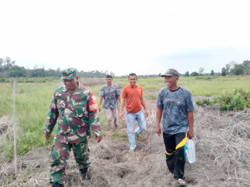 Babinsa Pelda Benriyadi Patroli Karhutla di Kampung Lubuk Umbut, Sungai Mandau