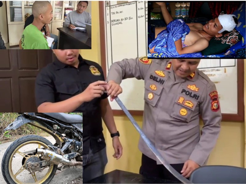 Tersinggung Knalpot Brong, Pria di Inhil Bacok Tetangga Pakai Parang Panjang