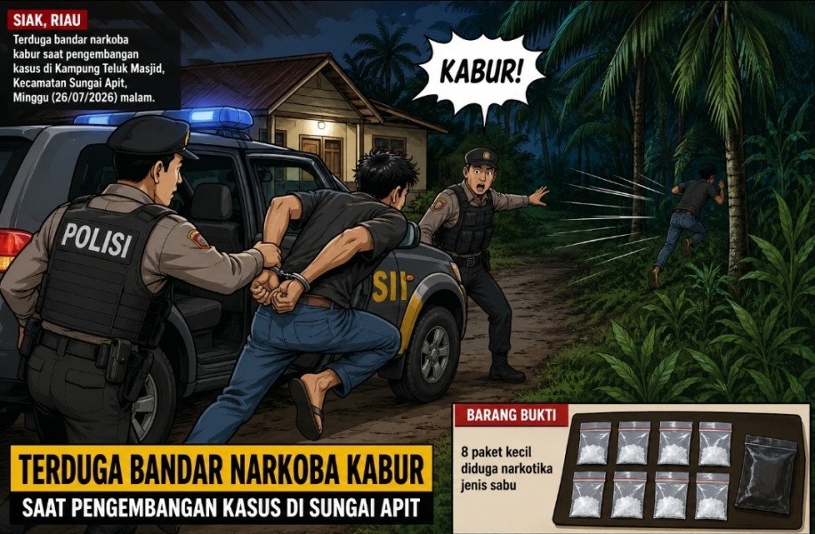 Terduga Bandar Narkoba Kabur Saat Pengembangan Kasus di Sungai Apit, Kapolsek Benarkan Sempat Diamankan Bersama Delapan Paket Sabu