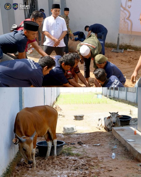 Penuh Khidmat dan Sarat Makna, Rutan Dumai Gelar Sholat Idul Adha serta Penyembelihan 6 Hewan Kurban