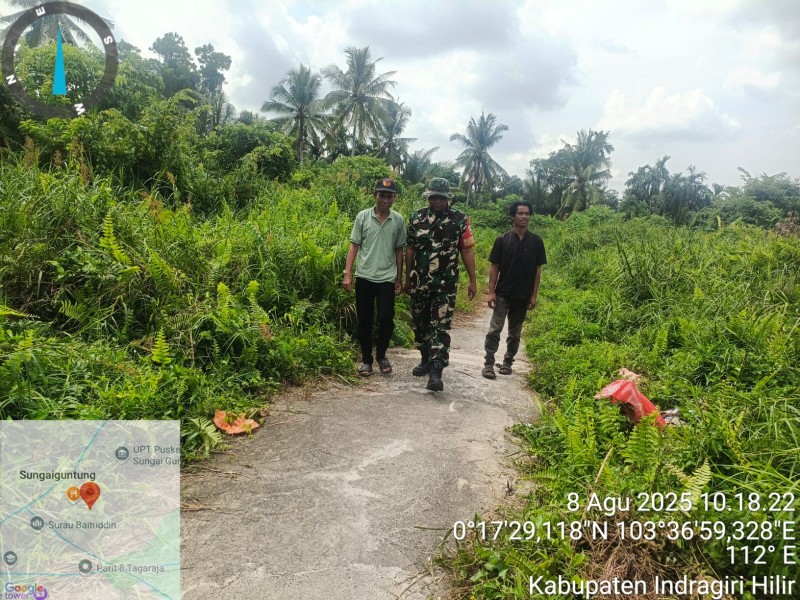 Cegah Karhutla, Babinsa Koramil 06/Kateman Laksanakan Patroli di Desa Makmur Jaya