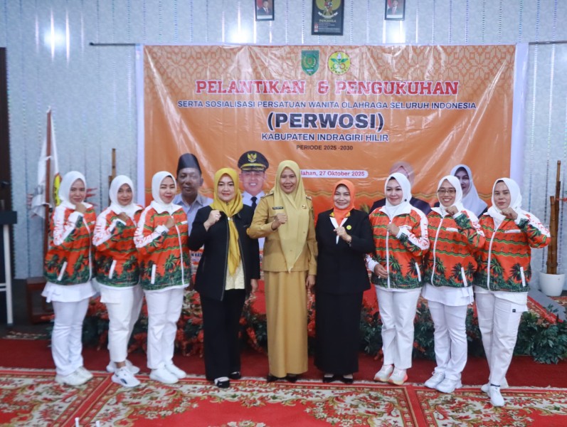 Katerina Susanti Resmi Pimpin PERWOSI Inhil, Wabup Yuliantini Dorong Wanita Makin Giat Berolahraga
