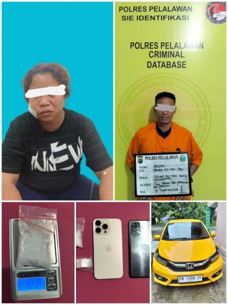 Polres Pelalawan Bekuk Dua Bandar Sabu, Amankan Barang Bukti 12,79 Gram