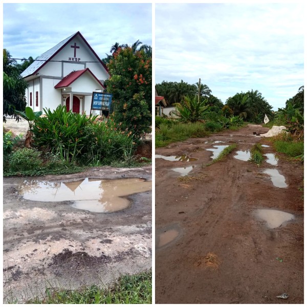 Jalan Horas RT 18 Tanjung Penyembal Rusak Parah, Warga Kesulitan Saat Hujan