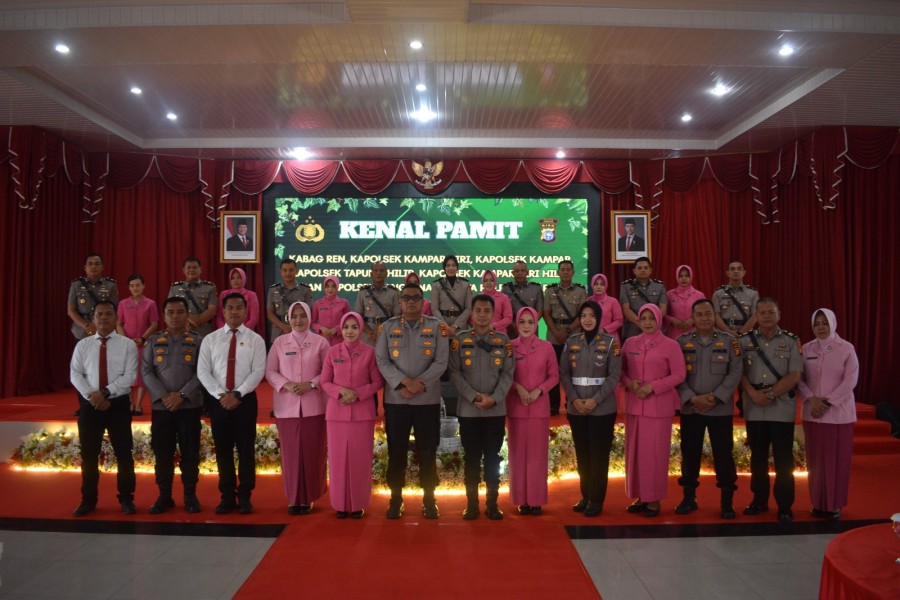 Polres Kampar Gelar Kenal Pamit Kabag Ren dan Lima Kapolsek, Wujudkan Regenerasi Kepemimpinan