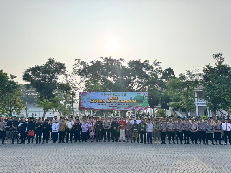 Perangi Narkoba, Polres Inhu Gelar Apel Pasukan Gabungan Satgas Anti Narkoba
