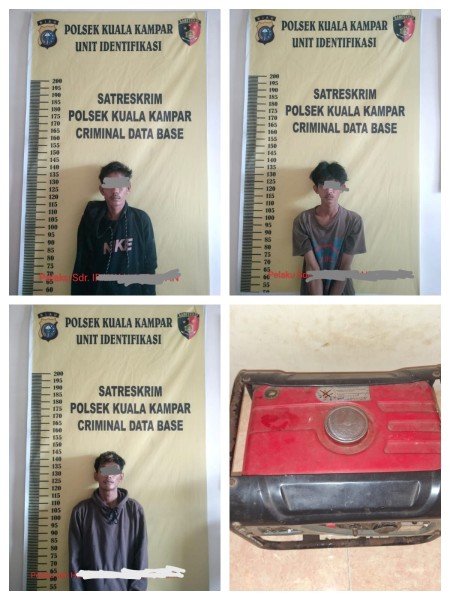 Tiga Pelaku Pencurian Dibekuk Polsek Kuala Kampar