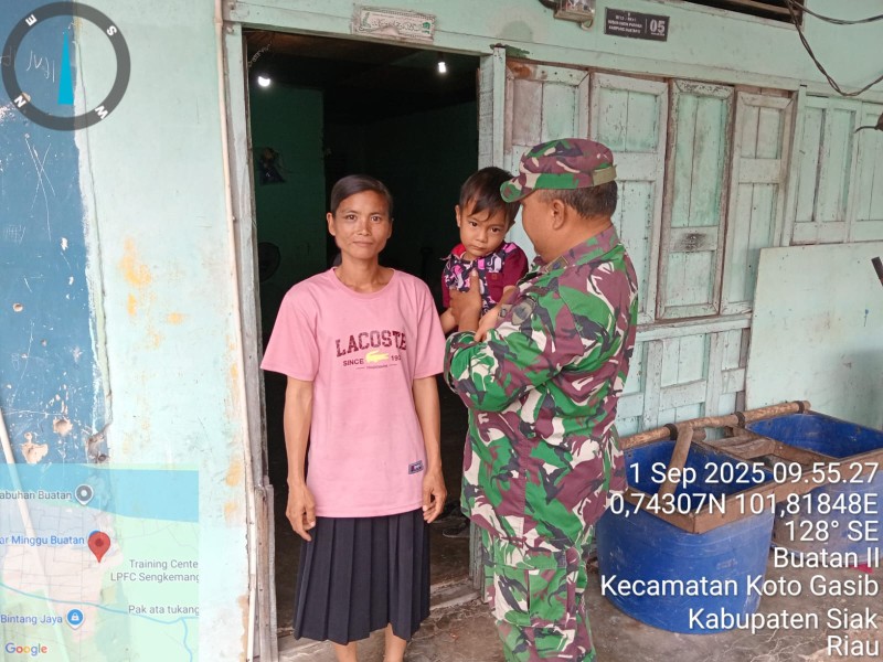 Babinsa Pelda Syafri Laksanakan Pengecekan Anak Stunting di Koto Gasib