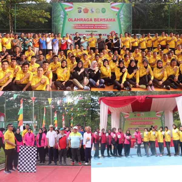 Semarak Hari Bhayangkara ke-79: Polres Pelalawan Gelar Olahraga Bersama TNI, Kejaksaan, dan Pemkab