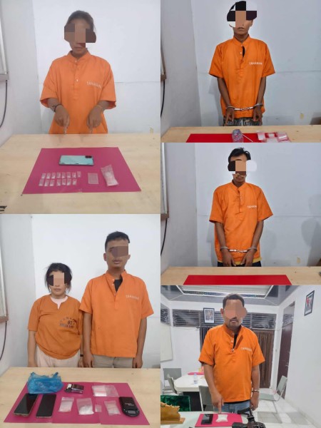 Polsek Kampar Tangkap Enam Pelaku Narkoba Diberbagai TKP