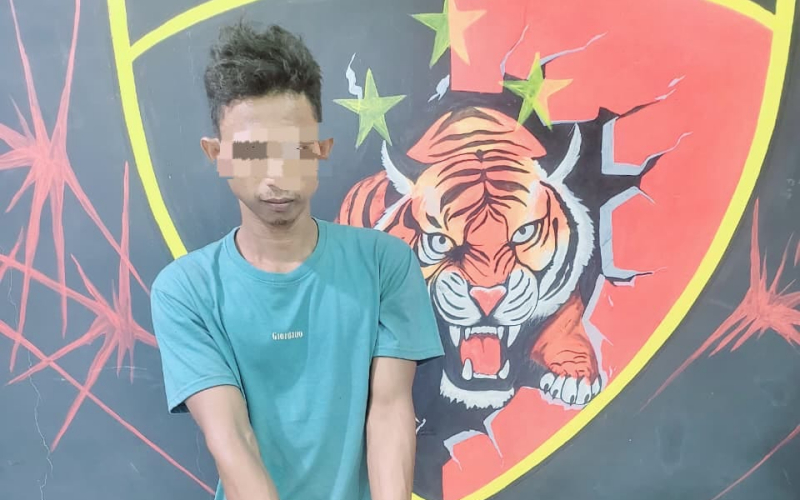 Opsnal Polsek Medang Kampai Tangkap Sopir Truk Bawa 4,81 Gram Sabu di Depan PT Wilmar