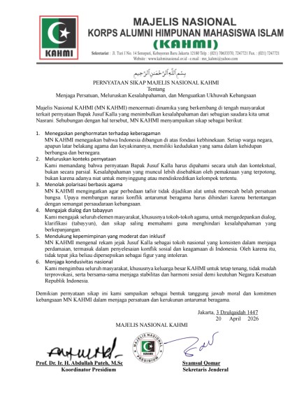 MN KAHMI Klarifikasi Pernyataan Jusuf Kalla, Tegaskan Pentingnya Persatuan dan Dialog Antarumat