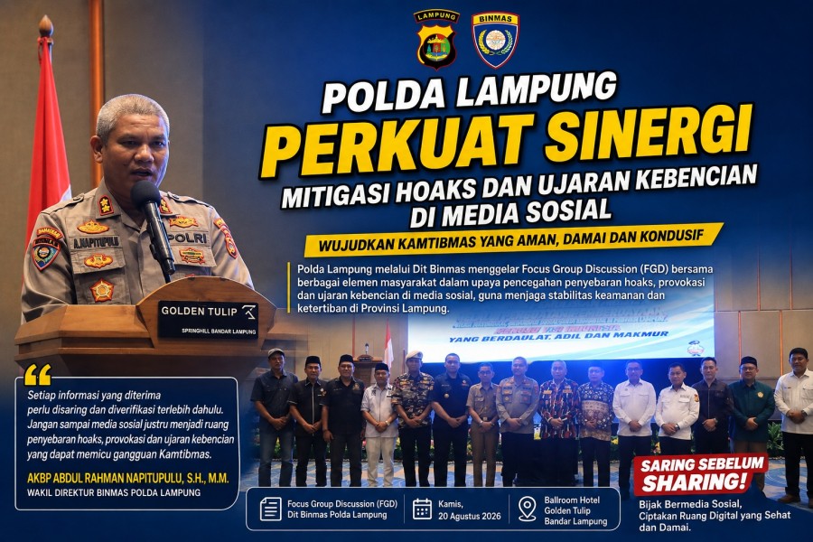 Polda Lampung Perkuat Sinergi Lawan Hoaks dan Ujaran Kebencian di Media Sosial