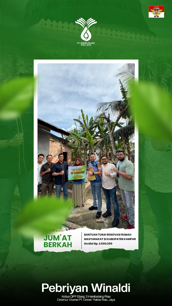 Jumat Berkah, Green Palma Beri Bantuan Pembangunan Toilet Rumah Warga Kurang Mampu di Kampar