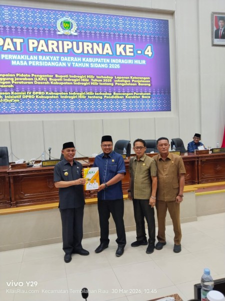Rapat Paripurna ke-4 DPRD Inhil, Bupati Sampaikan LKPJ 2025 dan Dua Ranperda Strategis