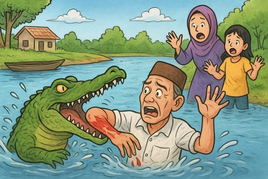 Warga Desa Labuhan Bilik Diserang Buaya Saat Cuci Tangan di Sungai, Kini Dirawat Intensif di Batam