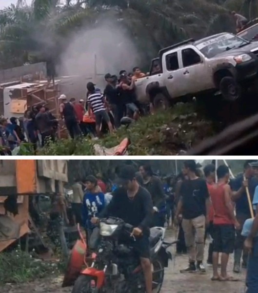 Posko KSB Rohil Diserang Massa, Barak dan Kendaraan Dibakar