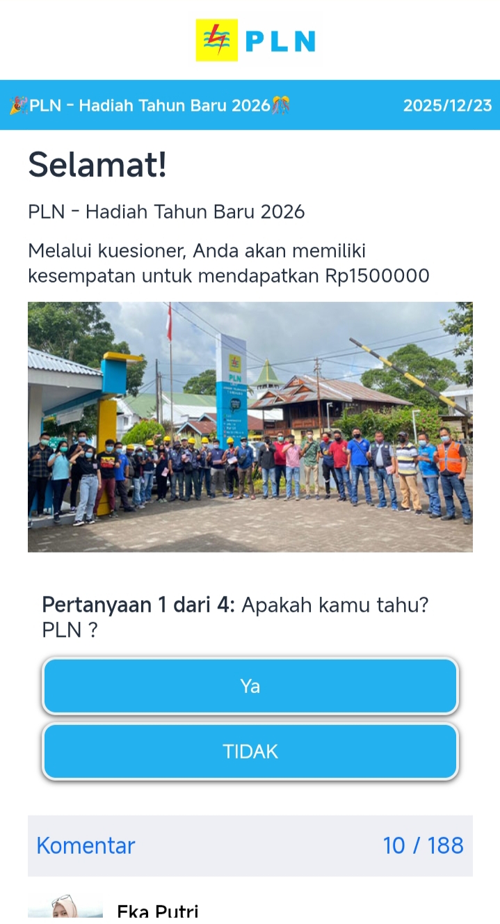 Iming-iming Hadiah Rp1,5 Juta, PLN Tegaskan Link Itu Penipuan