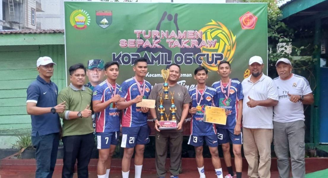 Danramil 06/Kateman Tutup Turnamen Sepak Takraw “Koramil 06 Cup” Tahun 2025