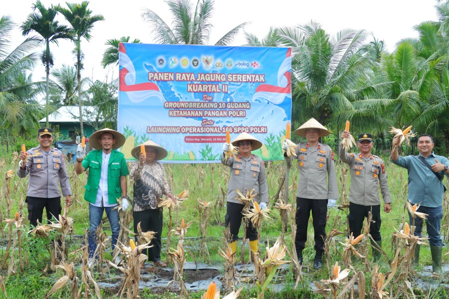Polres Meranti Ikuti Panen Raya Jagung Nasional dan Launching Program Ketahanan Pangan Polri