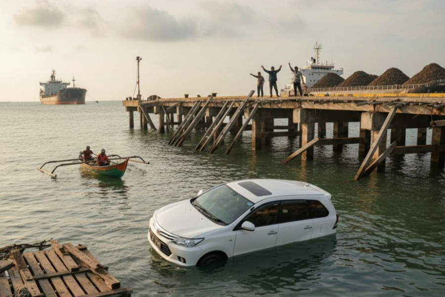 Ngeri! Trestle Pelabuhan KITB Siak Runtuh, Mobil Terjun ke Laut dan Para Pekerja Terjebak