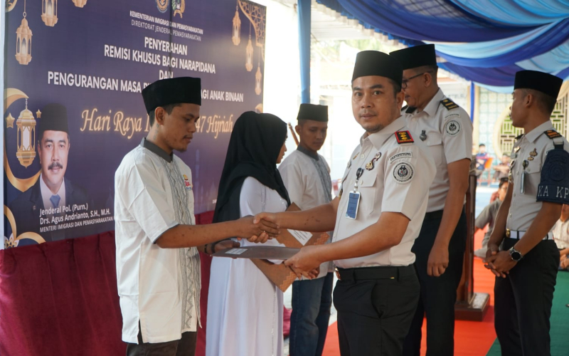 Rutan Dumai Beri Remisi Idul Fitri untuk 577 Warga Binaan, 6 Orang Langsung Bebas