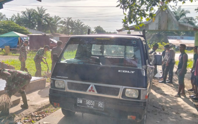TMMD Kodim 0320 Dumai Sasar Kebersihan Lingkungan, Pasar Minggu Bukit Kayu Kapur Bersih