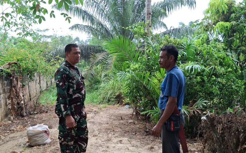 Cegah Gangguan dan Risiko Kebakaran, Babinsa Dumai Rutin Patroli Jalur Pipa Minyak