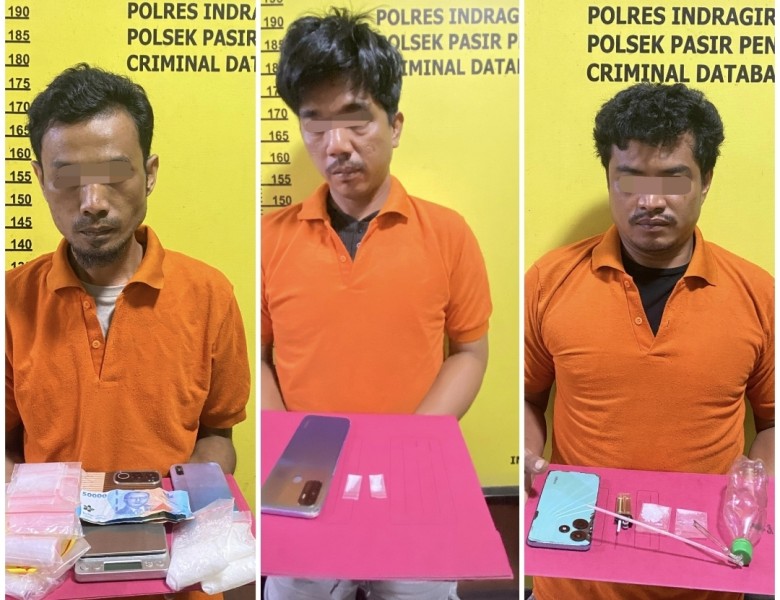 Dalam 2,5 Jam Polsek Pasir Penyu Gulung 3 Pelaku Narkoba, Ratusan Gram Sabu Disita