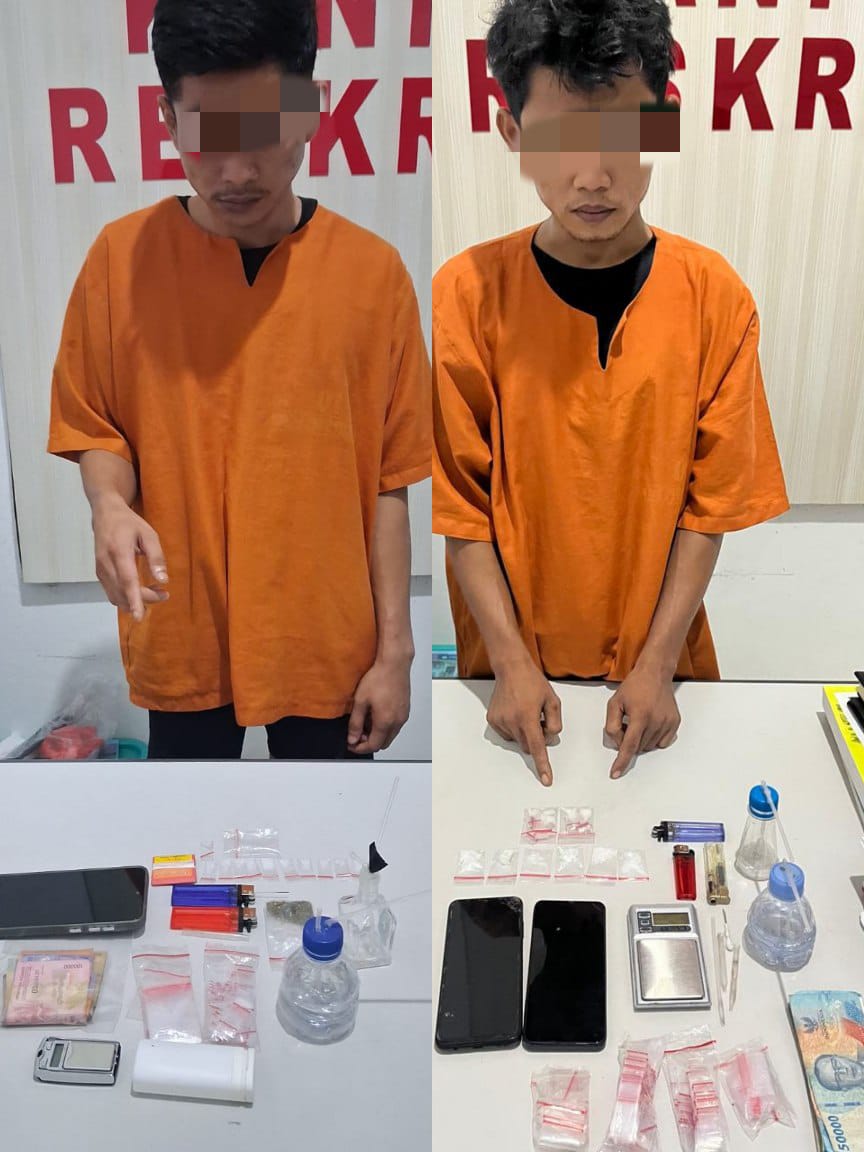 Meresahkan Polsek Perhentian Raja Tangkap Dua Pelaku Narkoba di Desa Hangtuah