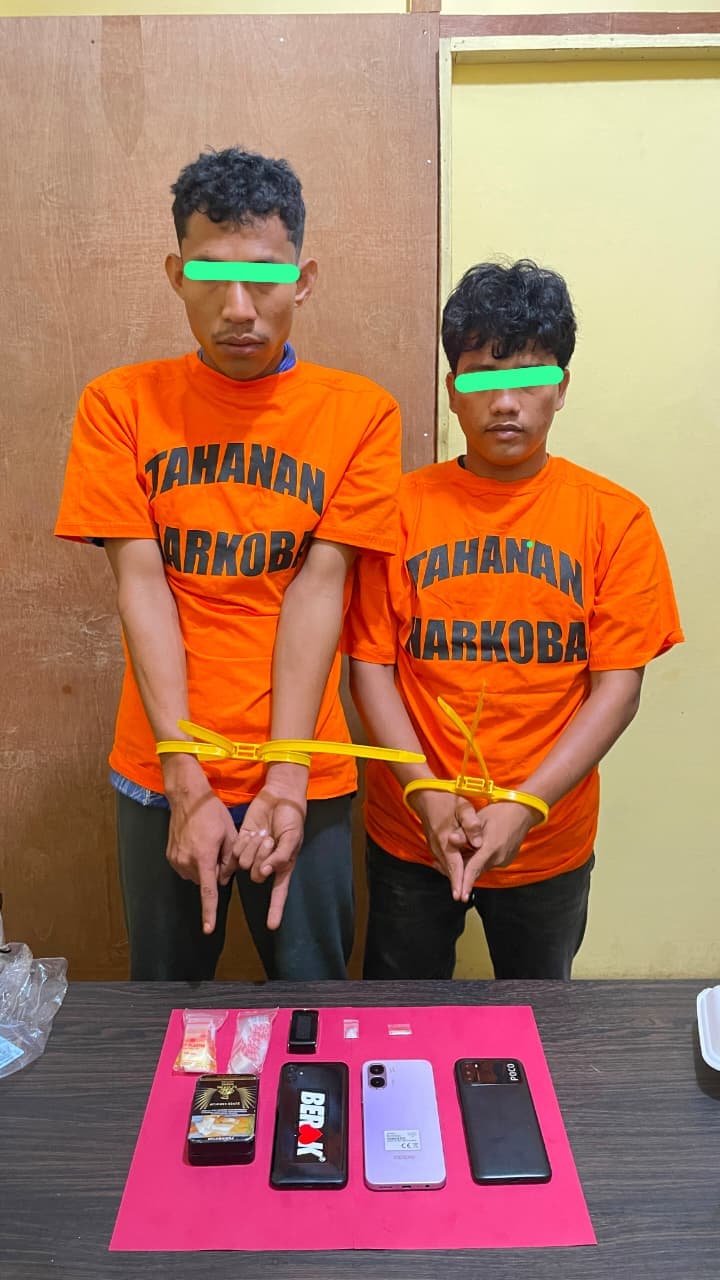 Dua Terduga Pengedar Sabu Ditangkap di Banglas, Satresnarkoba Polres Meranti Amankan Barang Bukti