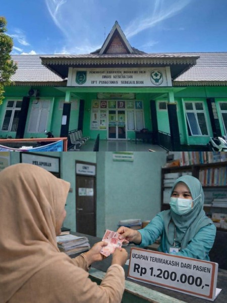 Uang Ucapan Terimakasih Pasien di Puskesmas Iliran 1.200.000,-