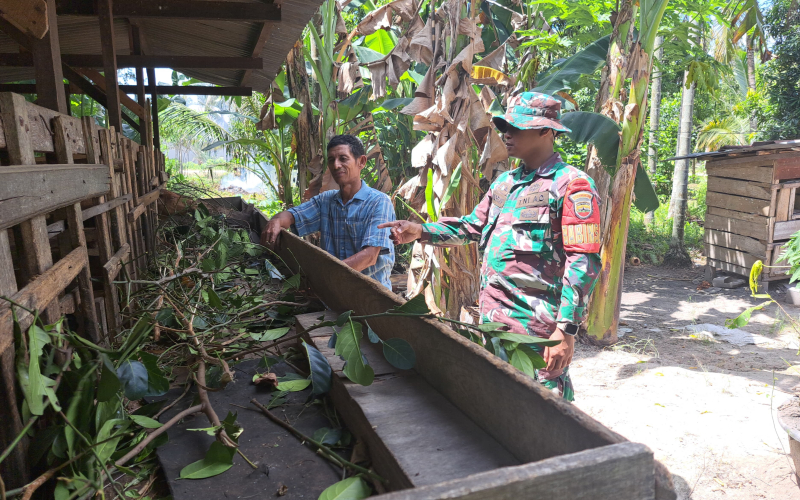 Di Sektor Peternakan, Babinsa Bukit Datuk Sosialisasi Kesehatan