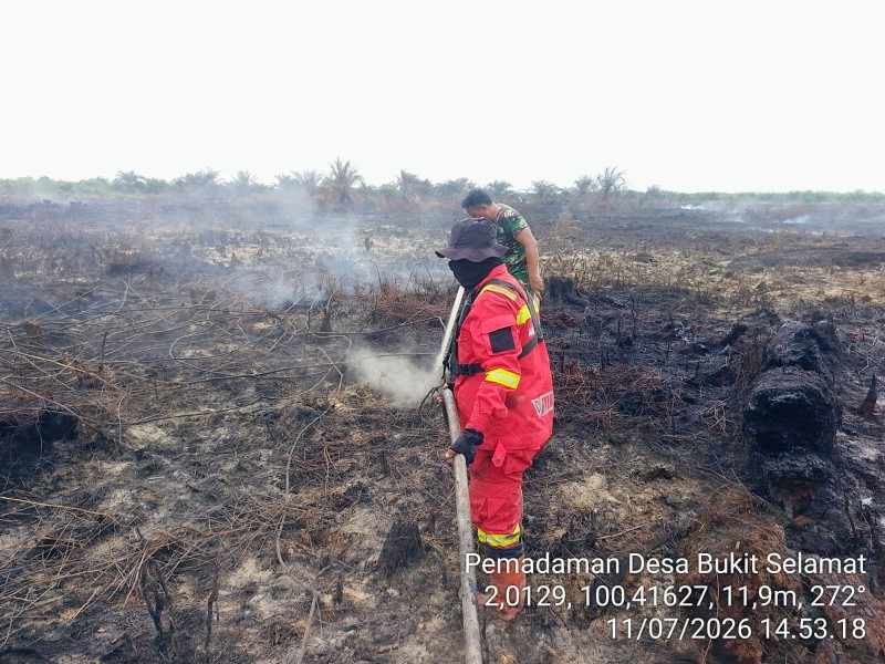 Karhutla di Pulau Serdang Masuk Hari Kedua, Api Padam namun Asap Masih Muncul di Lahan Gambut