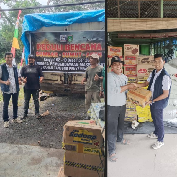 Peduli Bencana Sumut–Sumbar–Aceh, LPMK dan RT Kelurahan Tanjung Penyembal Kota Dumai Kirimkan Bantuan Kemanusiaan